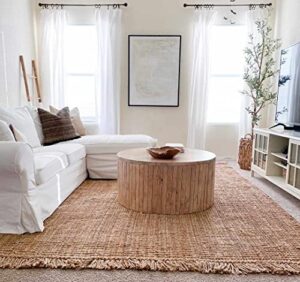 hauteloom moncton sea grass jute rug – natural fiber sisal area rug – natural fringe tassel – rattan wicker look carpet – brown – 6′ x 9′