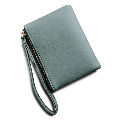 TOPKULL Wallets for Women Small Rfid Bifold Ladies Wallets Wristlet Change Purse for Card Coin with Wrist Strap (Green)