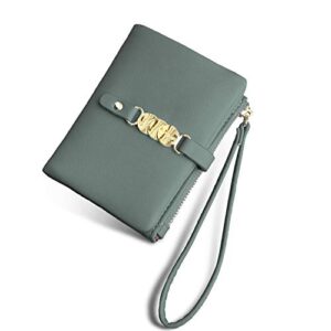 TOPKULL Wallets for Women Small Rfid Bifold Ladies Wallets Wristlet Change Purse for Card Coin with Wrist Strap (Green)