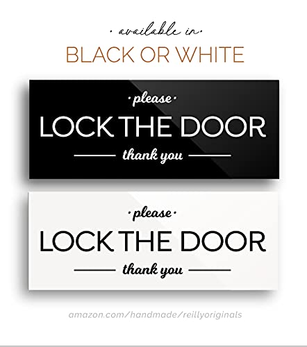 Reilly Originals 2x5 Inch Please Lock Door Sign ~ Ready to Stick ~ Premium, Durable