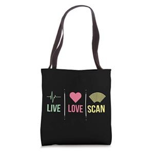 ultrasound tech gifts men women sonographer live love scan tote bag