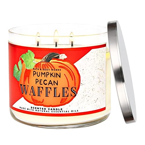 Bath & Body Works, White Barn 3-Wick Candle w/Essential Oils - 14.5 oz - 2021 Autumn! (Pumpkin Pecan Waffles)