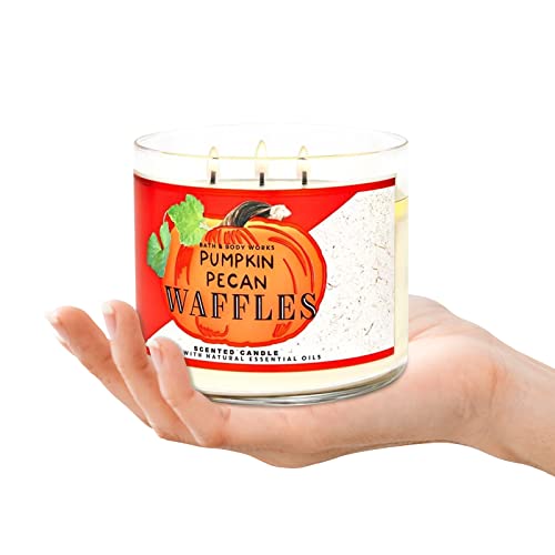 Bath & Body Works, White Barn 3-Wick Candle w/Essential Oils - 14.5 oz - 2021 Autumn! (Pumpkin Pecan Waffles)