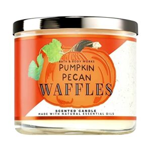 Bath & Body Works, White Barn 3-Wick Candle w/Essential Oils - 14.5 oz - 2021 Autumn! (Pumpkin Pecan Waffles)