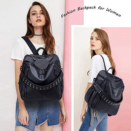 Roulens Women Backpack Purse Fashion Leather Large Ladies Shoulder Bags Travel Backpack Purse for Women