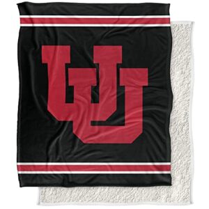 university of utah blanket, 50″x60″ primary logo stripes silky touch sherpa back super soft throw blanket
