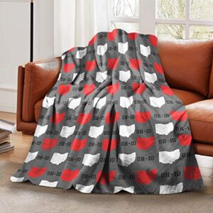 soft flannel throw blanket for women men new ohio state gray warm fleece blanket kids adults nap blanket lightweight fuzzy couch bed blanket 80″x60″ for all season use