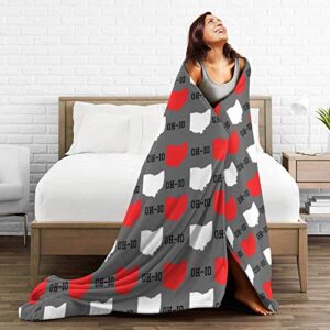 Soft Flannel Throw Blanket for Women Men New Ohio State Gray Warm Fleece Blanket Kids Adults Nap Blanket Lightweight Fuzzy Couch Bed Blanket 80"X60" for All Season Use