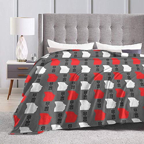 Soft Flannel Throw Blanket for Women Men New Ohio State Gray Warm Fleece Blanket Kids Adults Nap Blanket Lightweight Fuzzy Couch Bed Blanket 80"X60" for All Season Use