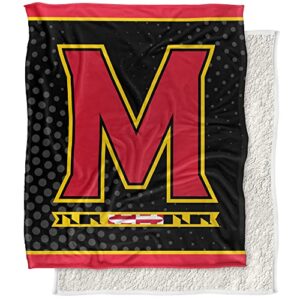 university of maryland blanket, 50″x60″ logo dots silky touch sherpa back super soft throw blanket