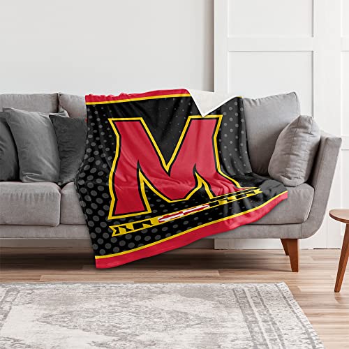 University of Maryland Blanket, 50"x60" Logo Dots Silky Touch Sherpa Back Super Soft Throw Blanket