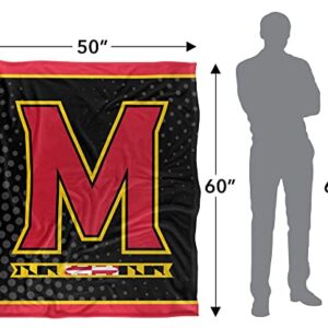 University of Maryland Blanket, 50"x60" Logo Dots Silky Touch Sherpa Back Super Soft Throw Blanket