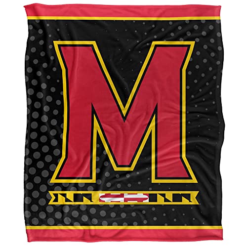 University of Maryland Blanket, 50"x60" Logo Dots Silky Touch Sherpa Back Super Soft Throw Blanket