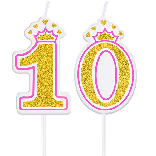 10th Birthday Candle Girl Boy Number 10 Candle 10th Candles Cake Numeral Candles Birthday Cake Topper Cake Candles for Birthday Wedding Anniversary Party Celebration Supplies (10th)