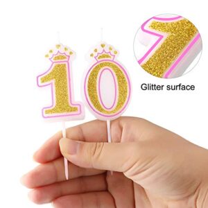 10th Birthday Candle Girl Boy Number 10 Candle 10th Candles Cake Numeral Candles Birthday Cake Topper Cake Candles for Birthday Wedding Anniversary Party Celebration Supplies (10th)