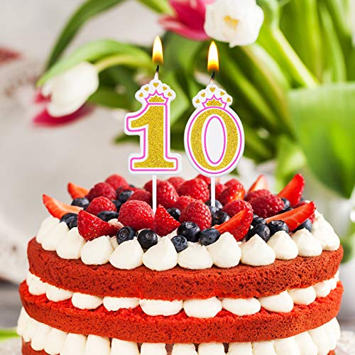 10th Birthday Candle Girl Boy Number 10 Candle 10th Candles Cake Numeral Candles Birthday Cake Topper Cake Candles for Birthday Wedding Anniversary Party Celebration Supplies (10th)