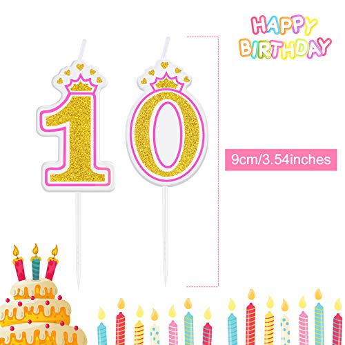 10th Birthday Candle Girl Boy Number 10 Candle 10th Candles Cake Numeral Candles Birthday Cake Topper Cake Candles for Birthday Wedding Anniversary Party Celebration Supplies (10th)