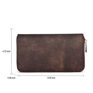 CLUCI Wallet Women Large Capacity Leather Designer Zipper Around Card Ladies Phone Clutch Wristlet Billfolds Vintage Two-tone Brown