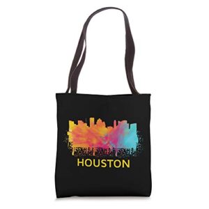 houston texas watercolor skyline home state souvenir gift tote bag