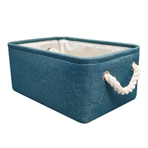 protecu storage bins – storage baskets for organizing with cotton rope handles | fabric baskets for gifts empty for home office toys kids room clothes closet shelves(blue, 12.2×8.3×4.7inch)