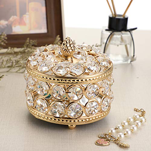 Hipiwe Crystal Mirrored Jewelry Box Jewelry Trinket Organizer Box Home Decor Ring Earrings Necklace Storage Holder Keepsake Box