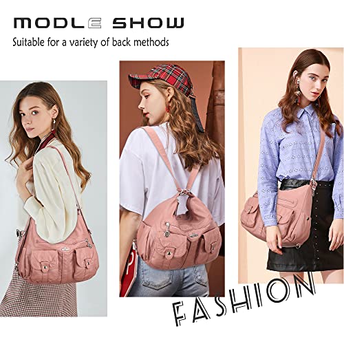 Soft Washed Leather Hobo Women Handbags Roomy Multiple Pockets Street ladies' Shoulder Bag Fashion Tote Satchel Bag