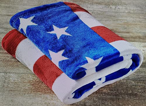 July 4th Stars & Stripes American Flag Ultra Lush Oversized Throw Blanket (50" x 70")