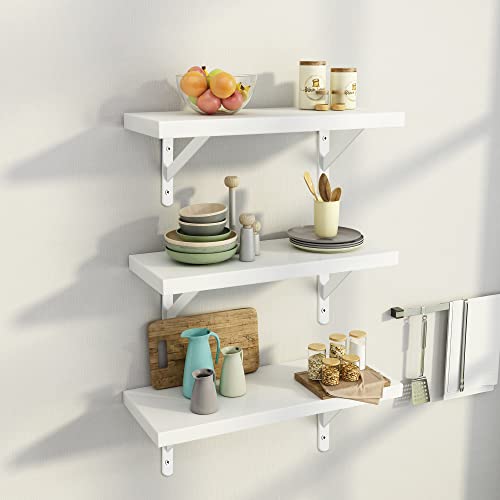 MOBPMO Floating Shelves White, Wall Shelf for Bedroom,Multifunctional Display Storage Shelves for Wall Suitable for Living Room,Bedroom,Bathroom,Kitchen, Set of 3