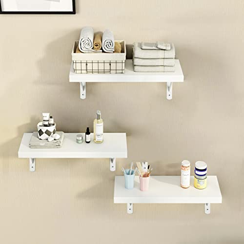 MOBPMO Floating Shelves White, Wall Shelf for Bedroom,Multifunctional Display Storage Shelves for Wall Suitable for Living Room,Bedroom,Bathroom,Kitchen, Set of 3
