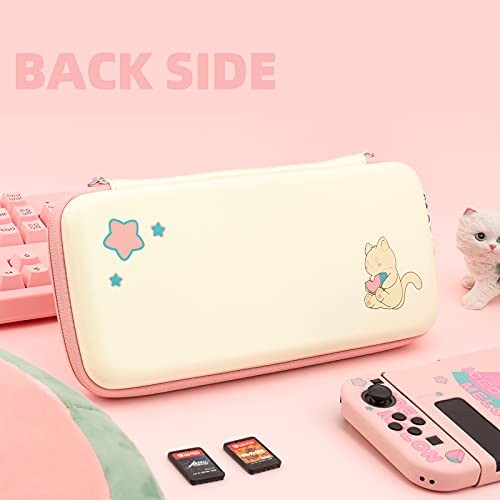Geekshare Watermelon Cat Carry Case Compatible with Nintendo Switch/Switch OLED - Portable Hardshell Slim Travel Carrying Case fit Switch Console and Accessories