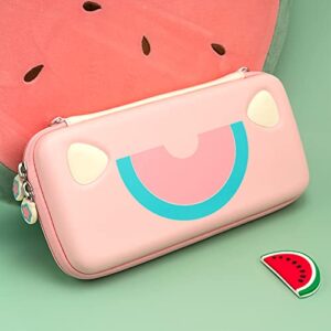 Geekshare Watermelon Cat Carry Case Compatible with Nintendo Switch/Switch OLED - Portable Hardshell Slim Travel Carrying Case fit Switch Console and Accessories