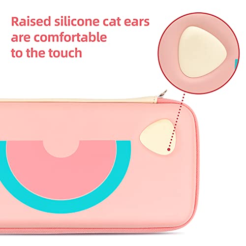 Geekshare Watermelon Cat Carry Case Compatible with Nintendo Switch/Switch OLED - Portable Hardshell Slim Travel Carrying Case fit Switch Console and Accessories