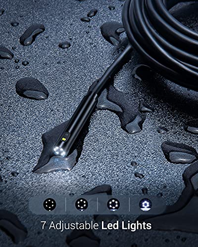 DEPSTECH 5" IPS Display Endoscope, Dual Lens Inspection Camera with Light, 7.9 mm HD Borescope, Sewer Camera with LED Flashlight, 32 GB, 5000 mAh Battery, Carrying Case, Detachable Snake Camera-16.5ft