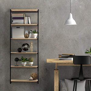 American Art Decor Wood and Metal 6 Tier Wall Mounted Shelving Unit (42” x 16” x 7.25”)