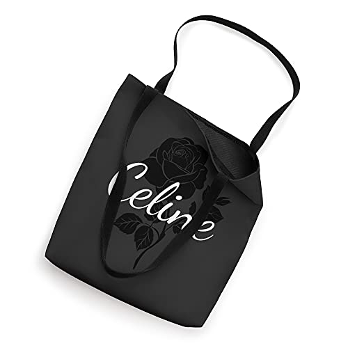 Celine - Custom Black Rose Gray Floral Personalized Tote Bag