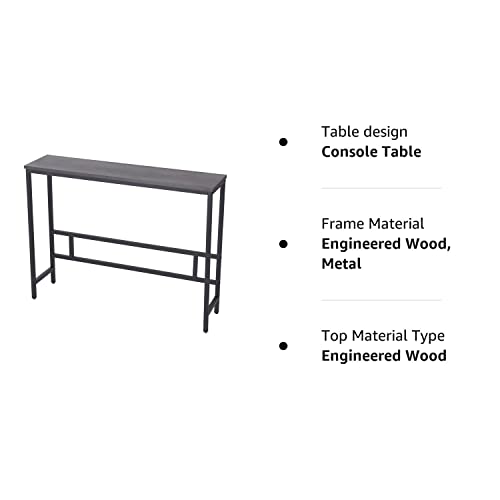 MAJARO Modern Industrial Sofa Console Table for Living Room, Office (Dark Grey, Single Layer)