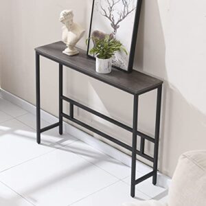 MAJARO Modern Industrial Sofa Console Table for Living Room, Office (Dark Grey, Single Layer)