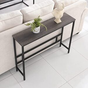 MAJARO Modern Industrial Sofa Console Table for Living Room, Office (Dark Grey, Single Layer)
