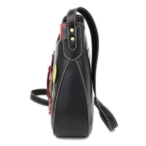 Chala Group Chala Handbags Rose Crescent Crossbody Handbag Purse BlackMulti