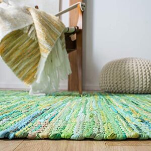 SAFAVIEH Montauk Collection 3' x 5' Green MTK251Y Handmade Flatweave Cotton Area Rug