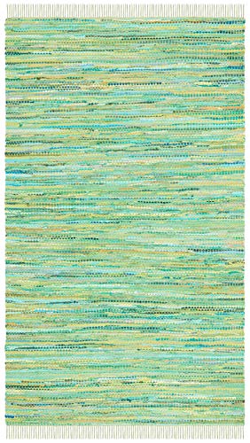 SAFAVIEH Montauk Collection 3' x 5' Green MTK251Y Handmade Flatweave Cotton Area Rug