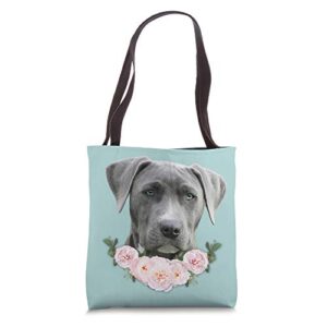 gray pit bull blue eye dog pitbull mom beautiful pit bull tote bag