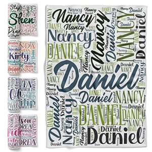 custom blanket, personalized throw blankets, 30 x 40 inches, gift for best friend w/word art names, 8 colors & fonts, baby receiving flannel blanket for kids, couples, adults, family