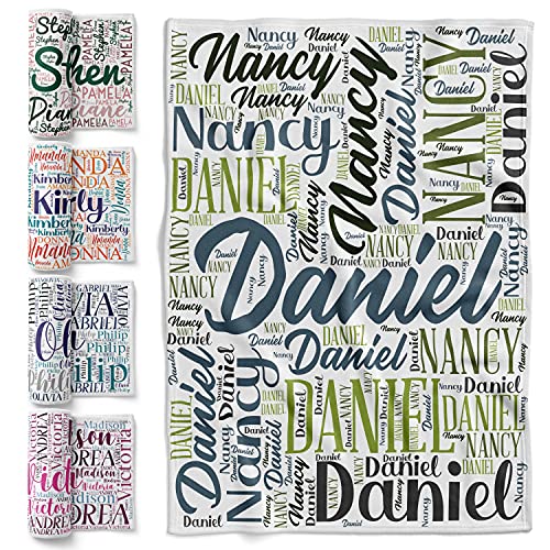 Custom Blanket, Personalized Throw Blankets, 30 x 40 Inches, Gift for Best Friend w/Word Art Names, 8 Colors & Fonts, Baby Receiving Flannel Blanket for Kids, Couples, Adults, Family