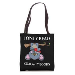 cute koala book reading gift tote bag for bookworm teachers tote bag