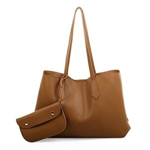 tote handbag purse for women hobo bag set 2pcs brown