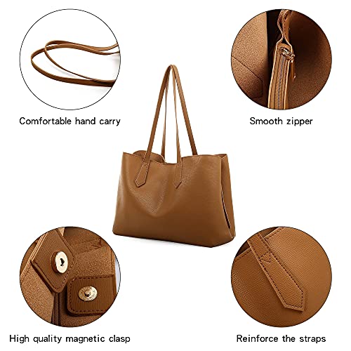 Tote Handbag Purse For Women Hobo Bag Set 2pcs Brown