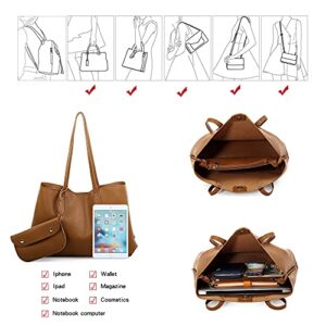 Tote Handbag Purse For Women Hobo Bag Set 2pcs Brown