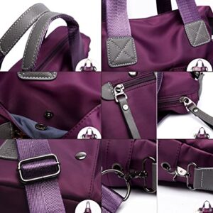 YOUNXSL Crossbody Bag for Women Waterproof Handbag Multi-Pocket Nylon Travel Shoulder Purse Purple