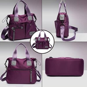 YOUNXSL Crossbody Bag for Women Waterproof Handbag Multi-Pocket Nylon Travel Shoulder Purse Purple